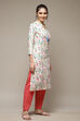 Off White LIVA Straight Kurta image number 5